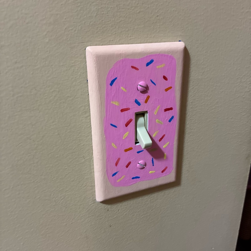 Strawberry Milkshake Pop Art Painted Light Switch - Picture 3 of 3